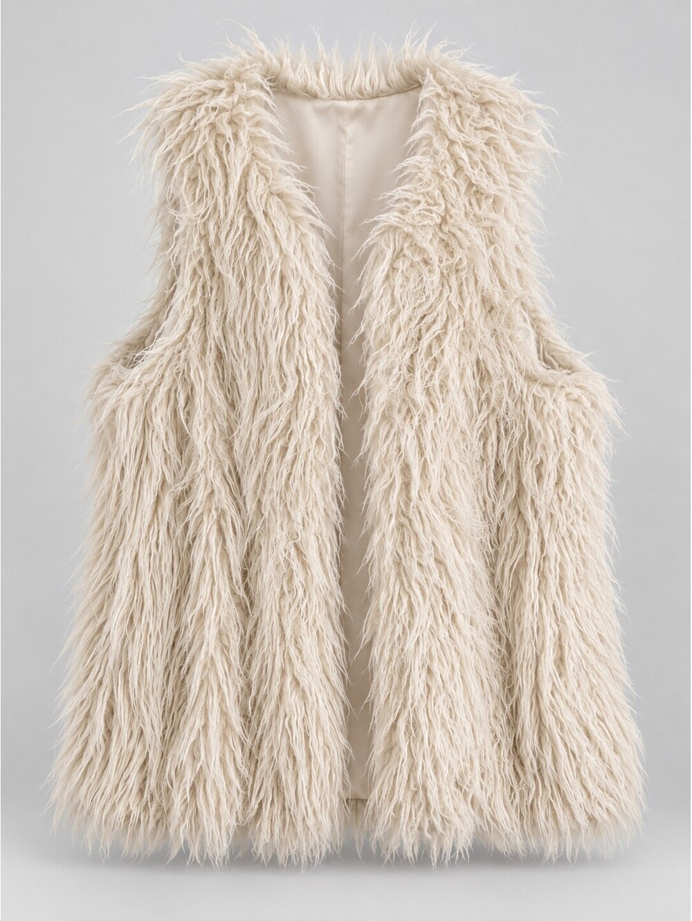 Ashley Stewart Plus Size 18/20 Ivory Shaggy Faux Fur Vest NWT